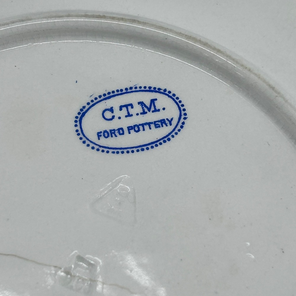 Antique C.T.M. Ford Pottery Blue Willow Transferware Plate Trivet 7" Chinoiserie - Picture 5 of 7